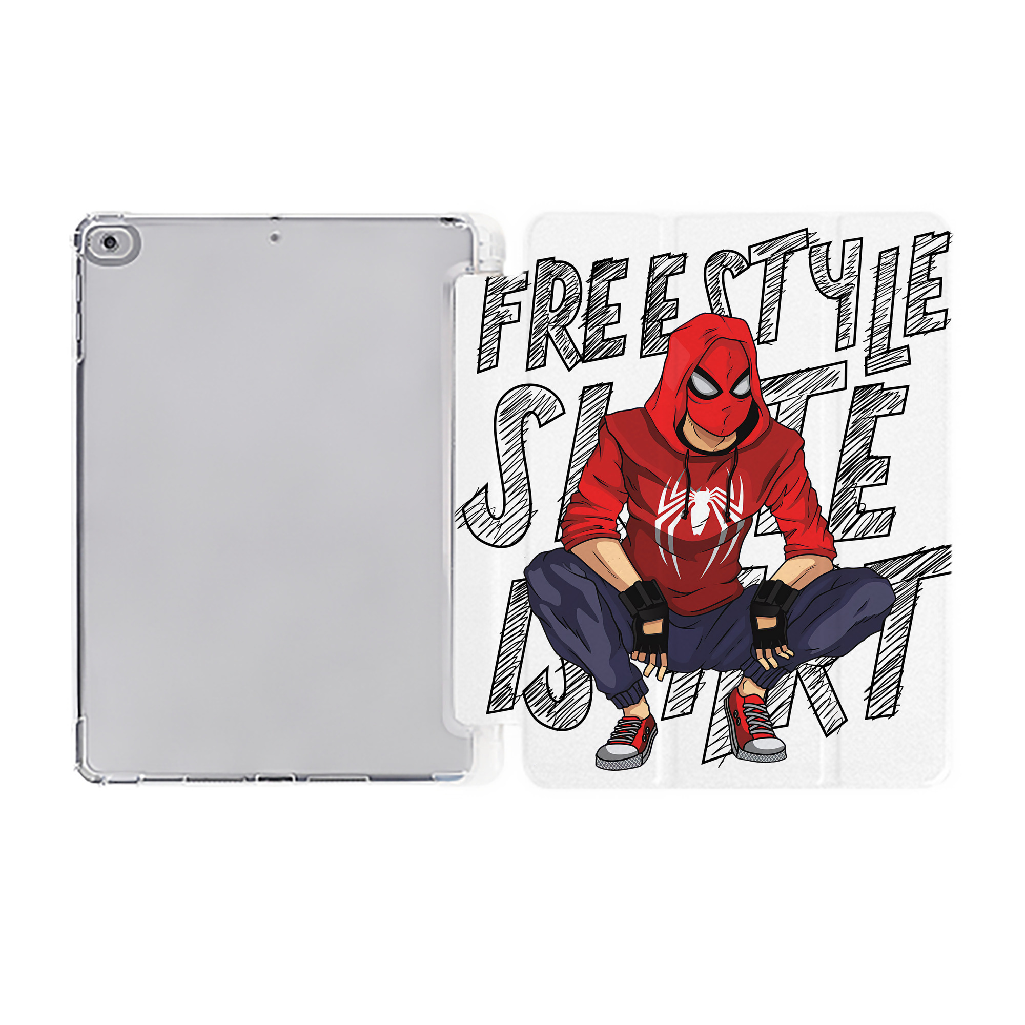 （画像用） Spider Man スパイダーマン IPad ケース ペン収納付き 三つ折りスタンド PUレザー×シリコン 対応機種9.5/10.5/10.9インチ